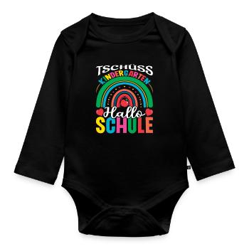 Inscription Bye Bye Kindergarten Hello School - Body Bébé bio manches longues - noir - Devant
