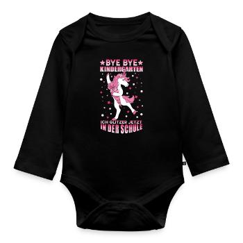 Bye Bye Kindergarten School Enrollment I Glitter Now - Organic Longsleeve Baby Bodysuit - black - Front