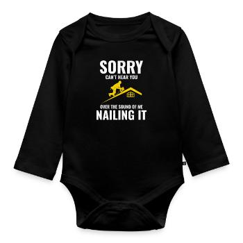 Roofer Roofing Roof Repair Mechanic Contractor - Organic Longsleeve Baby Bodysuit - black - Front