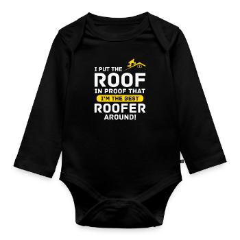 Roofer Roofing Roof Repair Mechanic Contractor - Organic Longsleeve Baby Bodysuit - black - Front