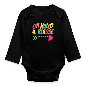 Oh bonjour l’école de 4e année - Body Bébé bio manches longues - noir - Devant