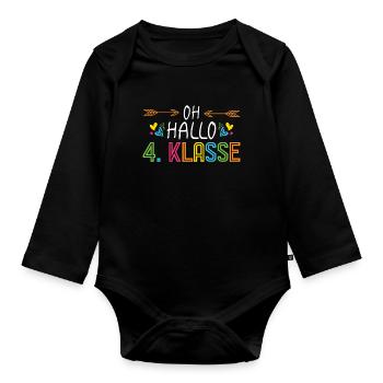 Oh bonjour l’école de 4e année - Body Bébé bio manches longues - noir - Devant