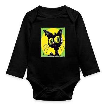 The coolest and best cat - Organic Longsleeve Baby Bodysuit - black - Front