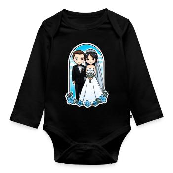 just married - pour mariage - Body Bébé bio manches longues - noir - Devant