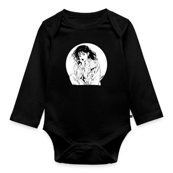 des années 80 ou 90 japonaise fille Manga - Body Bébé bio manches longues - noir - Devant