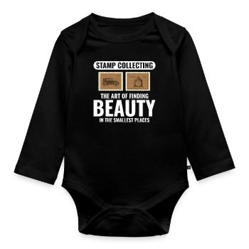 Stamp Collector Collecting Hobby Philatelist - Organic Longsleeve Baby Bodysuit - black - Front