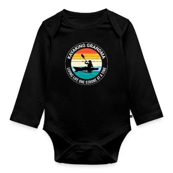 kayaking Gradma Kayak Canoe Kayaker Funny - Organic Longsleeve Baby Bodysuit - black - Front