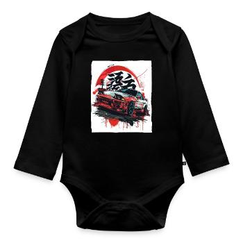 Courses de rue avec des voitures japonaises JDM des années 90 - Body Bébé bio manches longues - noir - Devant