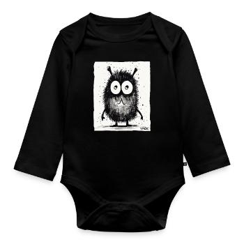 Lustiges kleines Monster - Baby Bio-Langarm-Body - Schwarz - Vorne