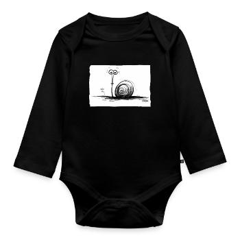 Drôle Mignon Crayon Escargot - Body Bébé bio manches longues - noir - Devant