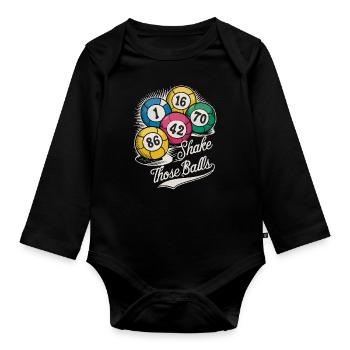 Shake those balls - Organic Longsleeve Baby Bodysuit - black - Front