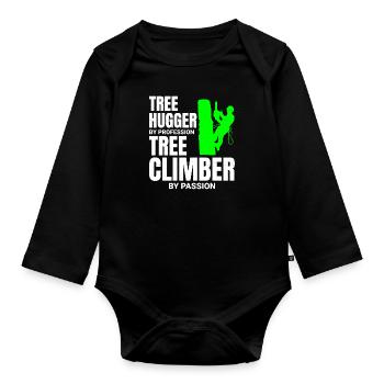 Baumpfleger Baumchirurg Kletterer Klettertrimmer - Baby Bio-Langarm-Body - Schwarz - Vorne