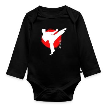Karaté - Body Bébé bio manches longues - noir - Devant