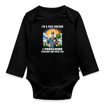 Baumpfleger Baumchirurg Kletterer Klettertrimmer - Baby Bio-Langarm-Body - Schwarz - Vorne