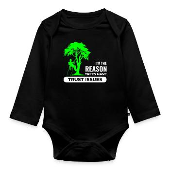 Baumpfleger Baumchirurg Kletterer Klettertrimmer - Baby Bio-Langarm-Body - Schwarz - Vorne