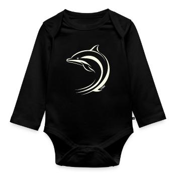 Minimal Dolphin - Organic Longsleeve Baby Bodysuit - black - Front