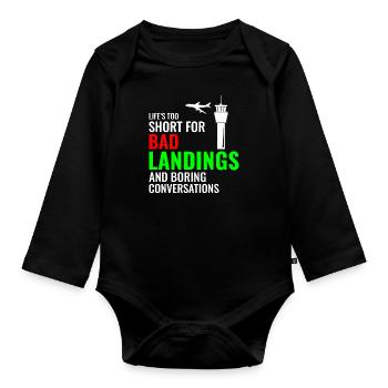 Air Traffic Controller ATC Aviation Humor Airplane - Organic Longsleeve Baby Bodysuit - black - Front
