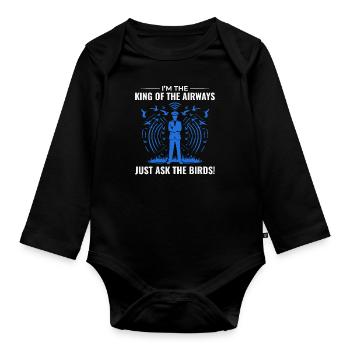 Air Traffic Controller ATC Aviation Humor Airplane - Organic Longsleeve Baby Bodysuit - black - Front