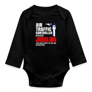 Air Traffic Controller ATC Aviation Humor Airplane - Organic Longsleeve Baby Bodysuit - black - Front