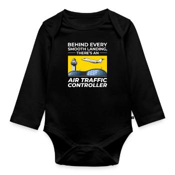 Air Traffic Controller ATC Aviation Humor Flight - Organic Longsleeve Baby Bodysuit - black - Front