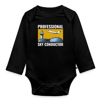 Air Traffic Controller ATC Aviation Humor Airplane - Organic Longsleeve Baby Bodysuit - black - Front