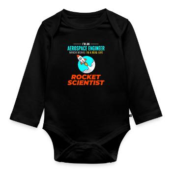 Aerospace Engineer Astronautical Rocket Scientist - Organic Longsleeve Baby Bodysuit - black - Front