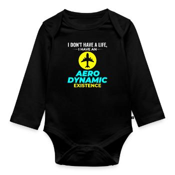 Aerospace Engineer Flight Mechanics Plane Airplane - Organic Longsleeve Baby Bodysuit - black - Front