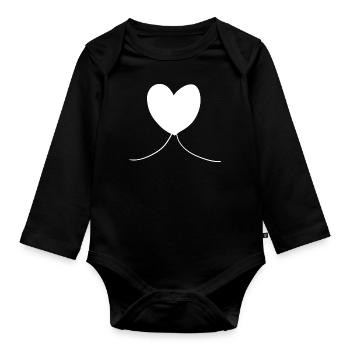 Herz symbol Liebe form - Baby Bio-Langarm-Body - Schwarz - Vorne