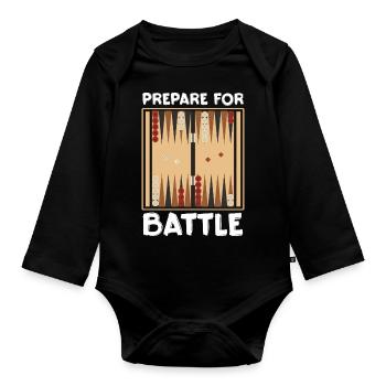 Prepare For Battle Throwing Dices Board Games - Organic Longsleeve Baby Bodysuit - black - Front