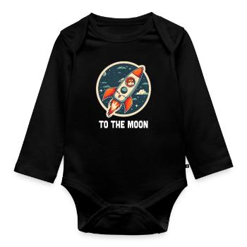 À la lune Shiba Inu Rocket Crypto Monnaie - Body Bébé bio manches longues - noir - Devant