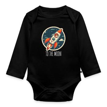À la lune Shiba Inu Rocket Crypto Monnaie - Body Bébé bio manches longues - noir - Devant