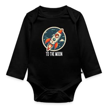 To The Moon Shiba Inu Rocket Crypto Monnaie - Body Bébé bio manches longues - noir - Devant