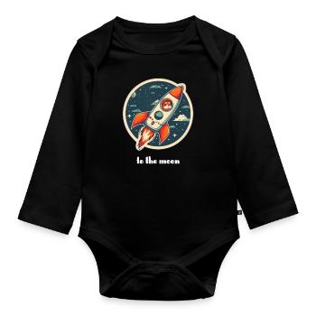 To The Moon Shiba Inu Rocket Crypto - Body Bébé bio manches longues - noir - Devant
