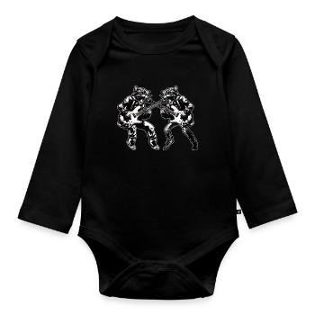 Two Cat Playing Guitar Instruments Rock Cute - Organic Longsleeve Baby Bodysuit - black - Front