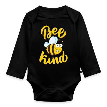 Funny Bee Saying Bee Child - Organic Longsleeve Baby Bodysuit - black - Front