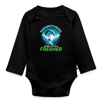 Paramotor Pilot Paramotoring Powered Paraglider - Organic Longsleeve Baby Bodysuit - black - Front