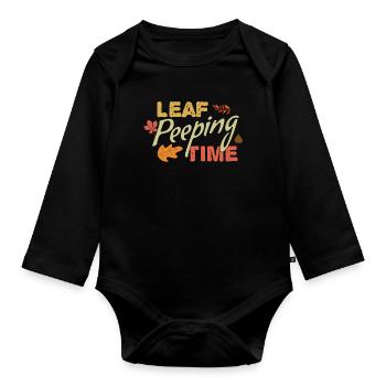 Blatt-Peeping Zeit Laub Blatt-Peeping - Baby Bio-Langarm-Body - Schwarz - Vorne