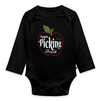 Apfelpflücken Prinzessin Apfel Erntezeit - Baby Bio-Langarm-Body - Schwarz - Vorne