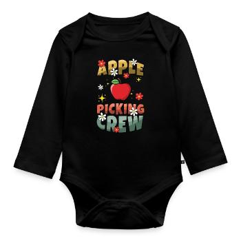 Apple Picking Crew Apple Picker Apple Season Retro - Organic Longsleeve Baby Bodysuit - black - Front