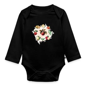 Different Apple Varieties Realistic Apple - Organic Longsleeve Baby Bodysuit - black - Front