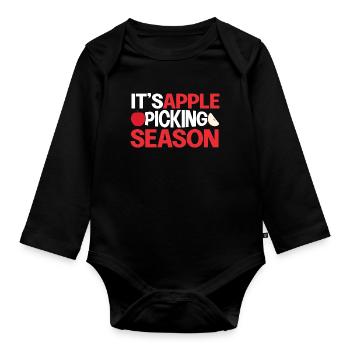 It's Apple Picking Season Apple Picker Apple - Organic Longsleeve Baby Bodysuit - black - Front