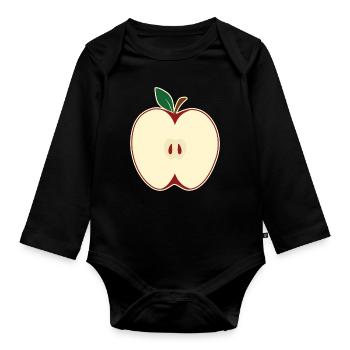 Apple Picking Slice Apple Butter Picker Apple - Organic Longsleeve Baby Bodysuit - black - Front
