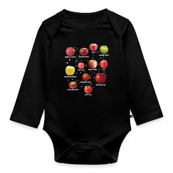 Coole Apfelsorten Verschiedene Äpfel Obst - Baby Bio-Langarm-Body - Schwarz - Vorne