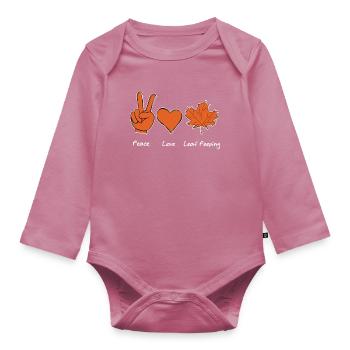 Leaf Peeper Foliage Peace Love Leaf Peeping - Organic Longsleeve Baby Bodysuit - mauve - Front