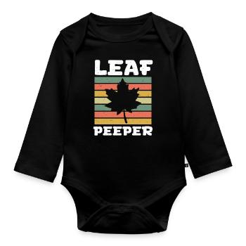 Blatt Peeper Retro Vintage Laub Blatt Peeping - Baby Bio-Langarm-Body - Schwarz - Vorne