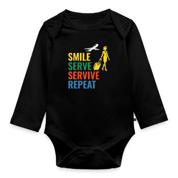 Flight Attendant Aviation Cabin Crew Airline Staff - Organic Longsleeve Baby Bodysuit - black - Front
