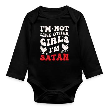Citation amusante de Satan - Pas comme les autres filles - Body Bébé bio manches longues - noir - Devant