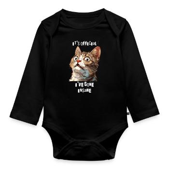 C’est officiel Je suis devenu fou Chat Attaques de panique - Body Bébé bio manches longues - noir - Devant