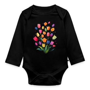 Floristin für eine Floristin - Baby Bio-Langarm-Body - Schwarz - Vorne