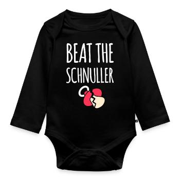 Sag Nein zum Schnuller - Baby Bio-Langarm-Body - Schwarz - Vorne
